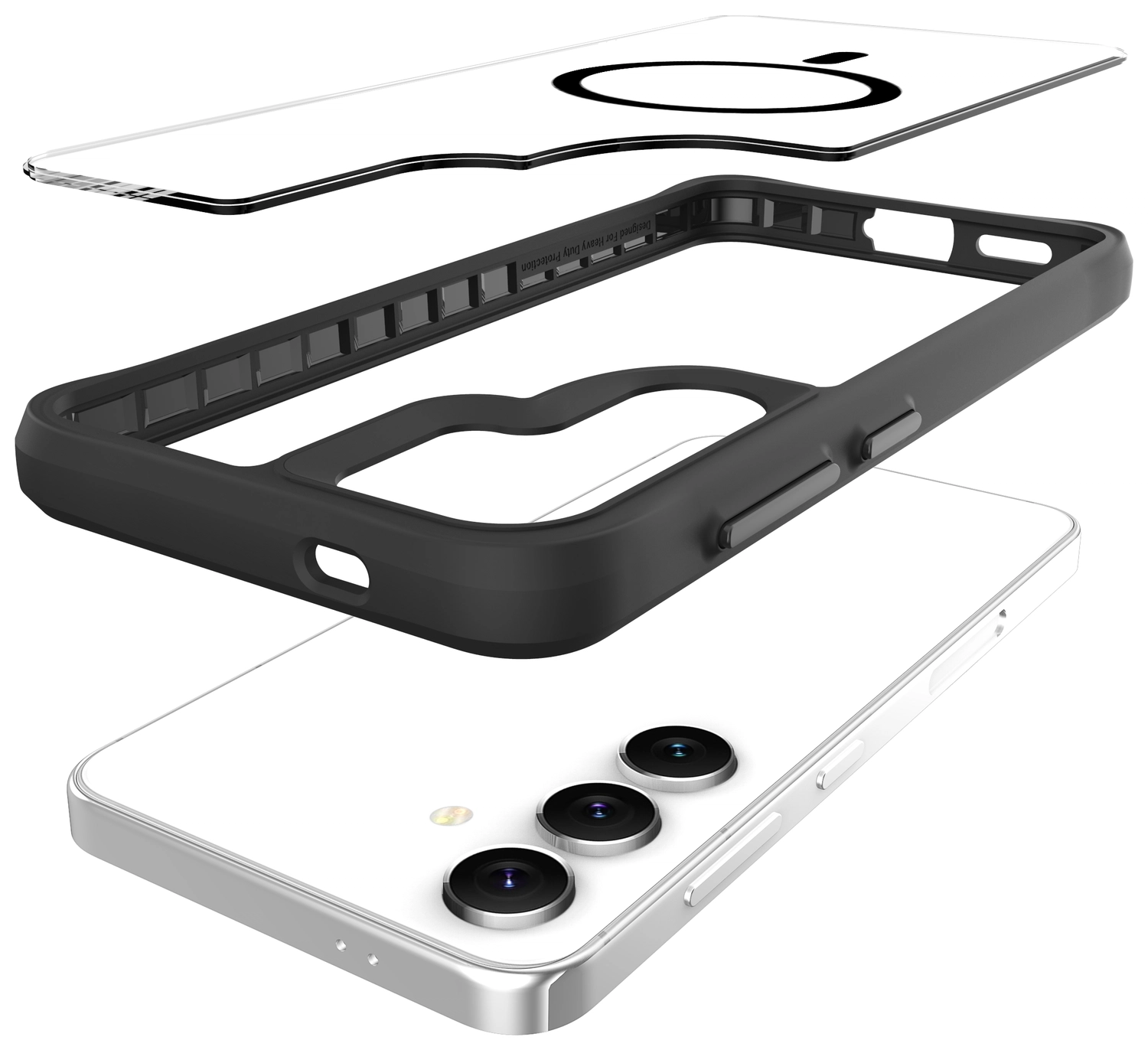 Buddi Hybrid Samsung Galaxy S25 / S24 Hoesje MagSafe Transparant Zwart afbeelding 10