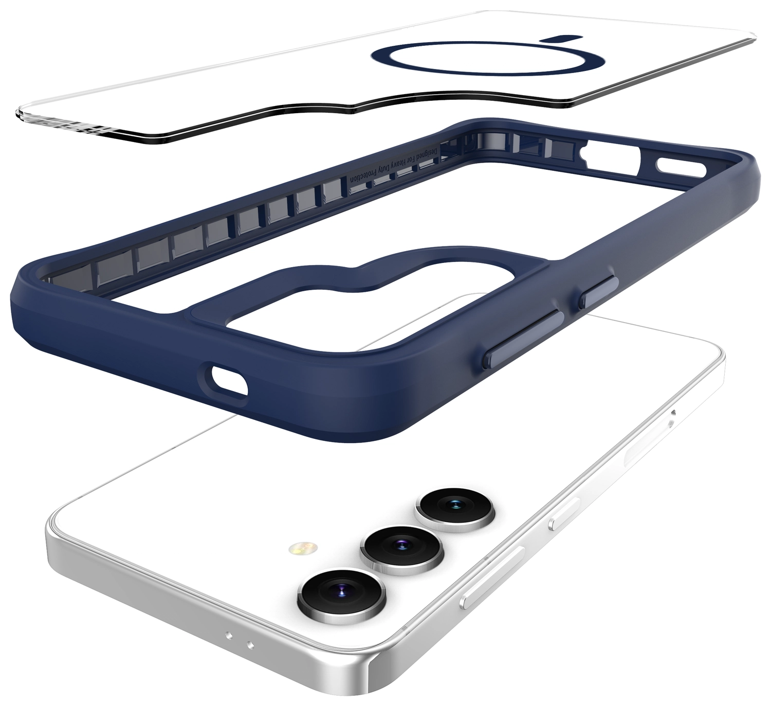 Buddi Hybrid Samsung Galaxy S25 / S24 Hoesje MagSafe Transparant Blauw afbeelding 10