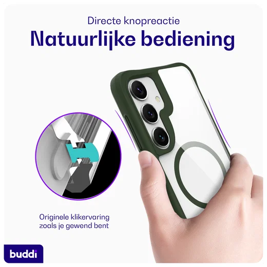 Buddi Hybrid Samsung Galaxy S25 / S24 Hoesje MagSafe Transparant Groen afbeelding 4
