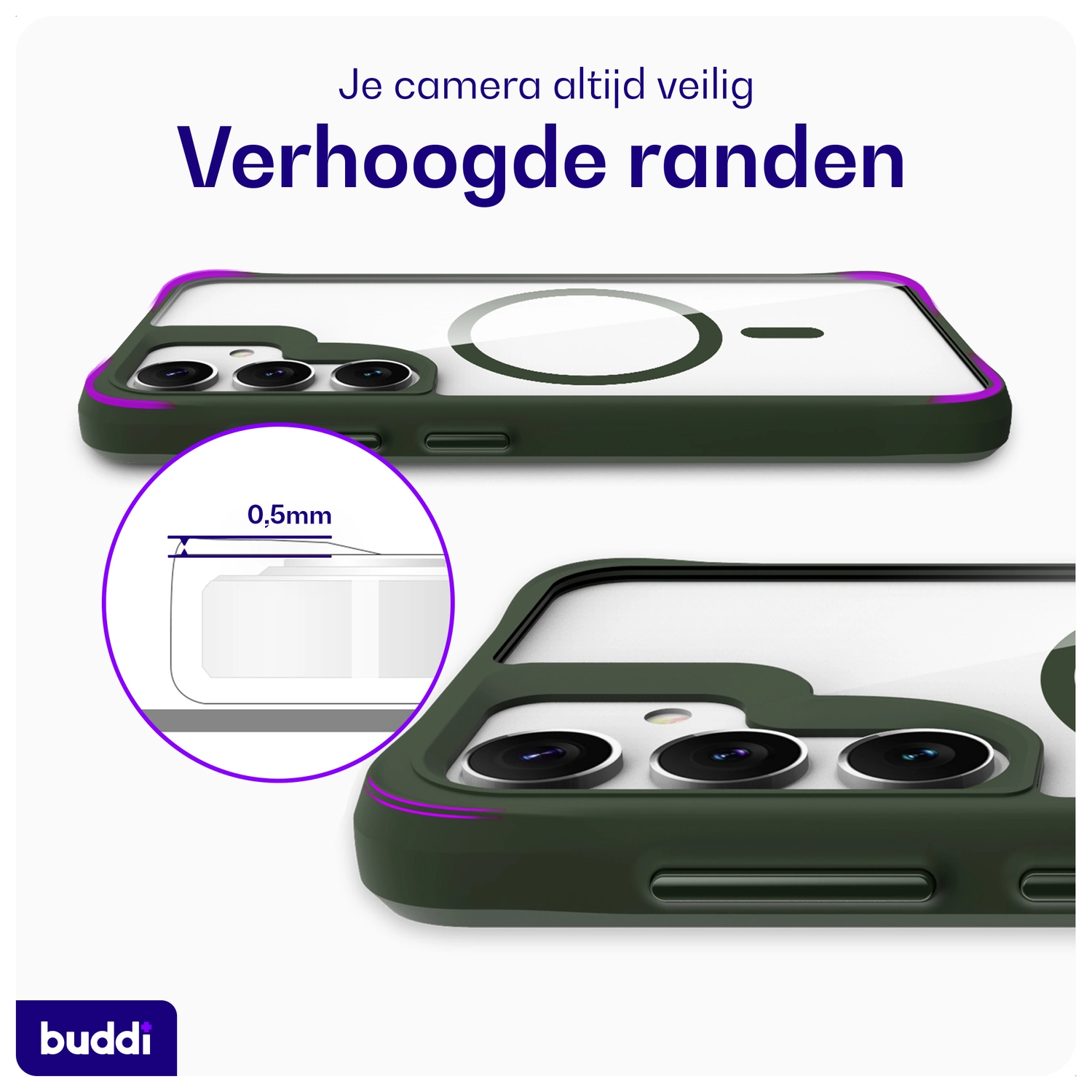 Buddi Hybrid Samsung Galaxy S25 / S24 Hoesje MagSafe Transparant Groen afbeelding 5