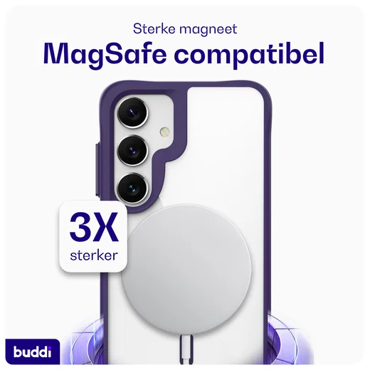 Buddi Hybrid Samsung Galaxy S25 / S24 Hoesje MagSafe Transparant Paars afbeelding 3