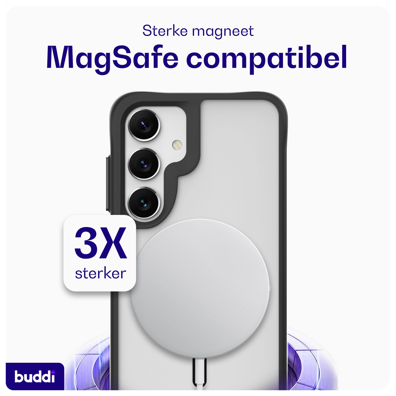 Buddi Hybrid Samsung Galaxy S25 / S24 Hoesje MagSafe Matte Zwart afbeelding 3