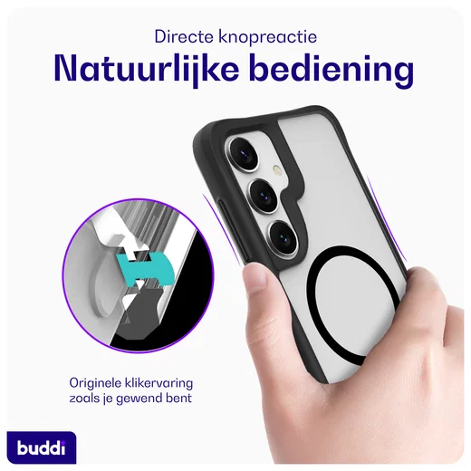 Buddi Hybrid Samsung Galaxy S25 / S24 Hoesje MagSafe Matte Zwart afbeelding 4