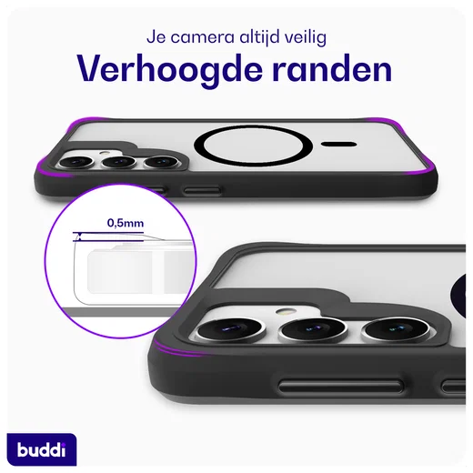Buddi Hybrid Samsung Galaxy S25 / S24 Hoesje MagSafe Matte Zwart afbeelding 5