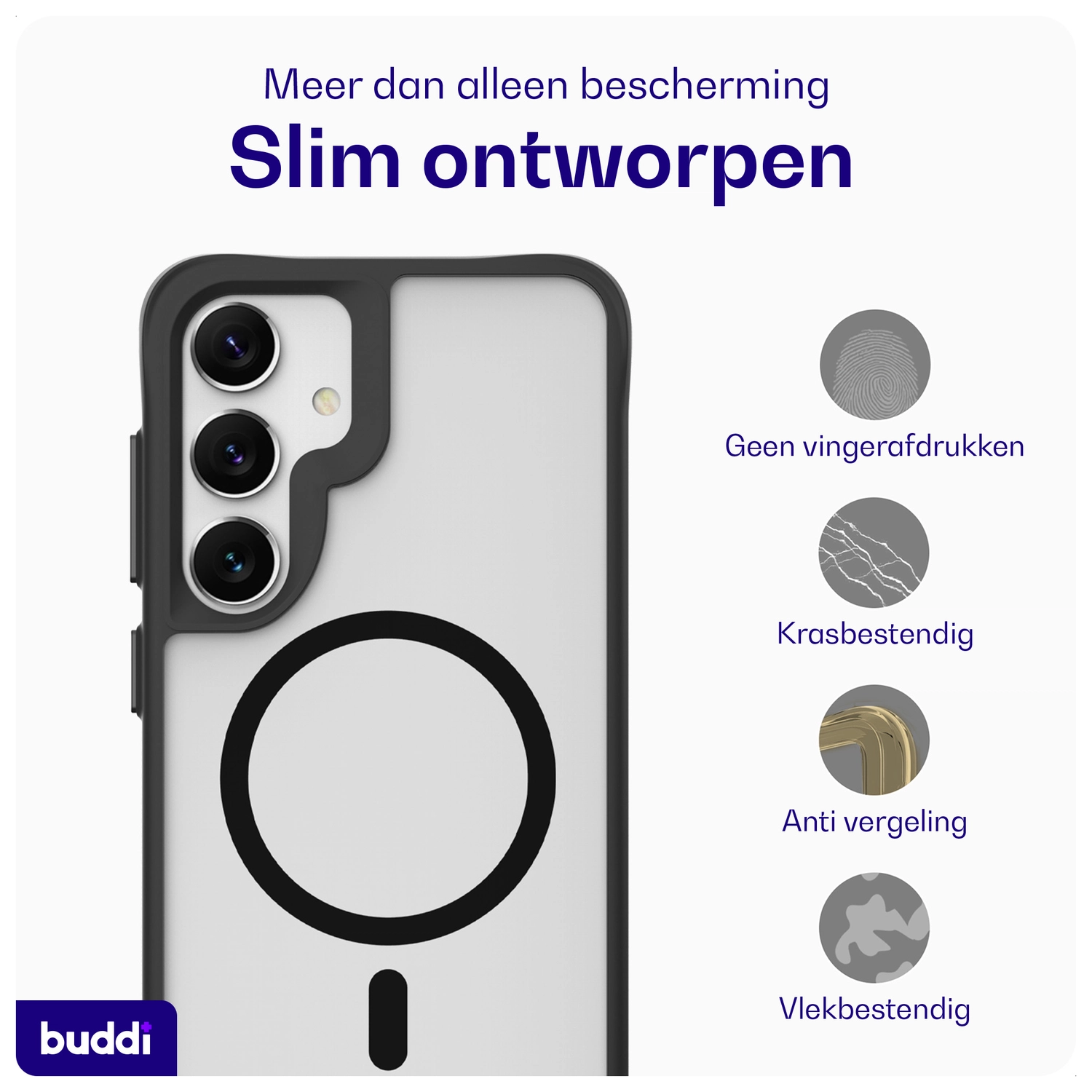 Buddi Hybrid Samsung Galaxy S25 / S24 Hoesje MagSafe Matte Zwart afbeelding 6