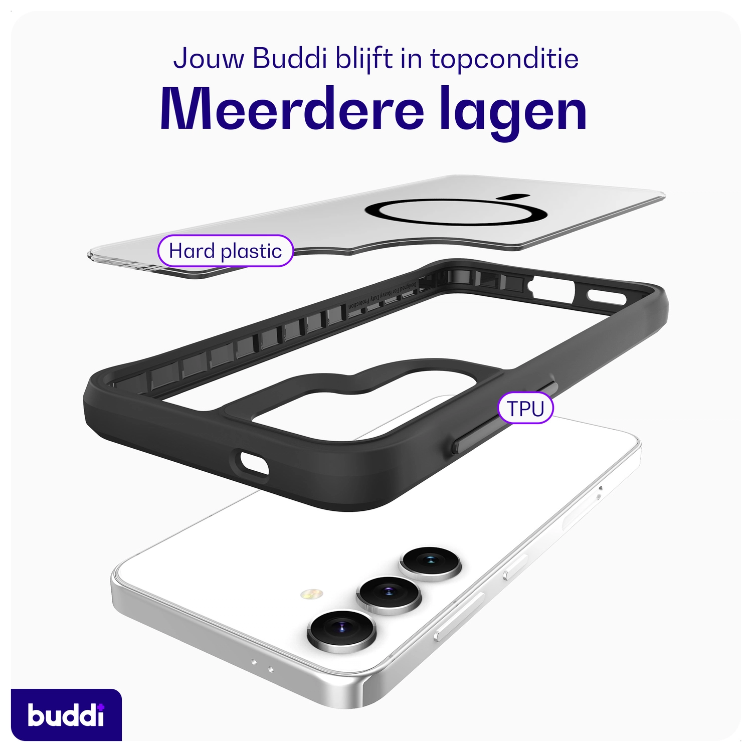 Buddi Hybrid Samsung Galaxy S25 / S24 Hoesje MagSafe Matte Zwart afbeelding 7