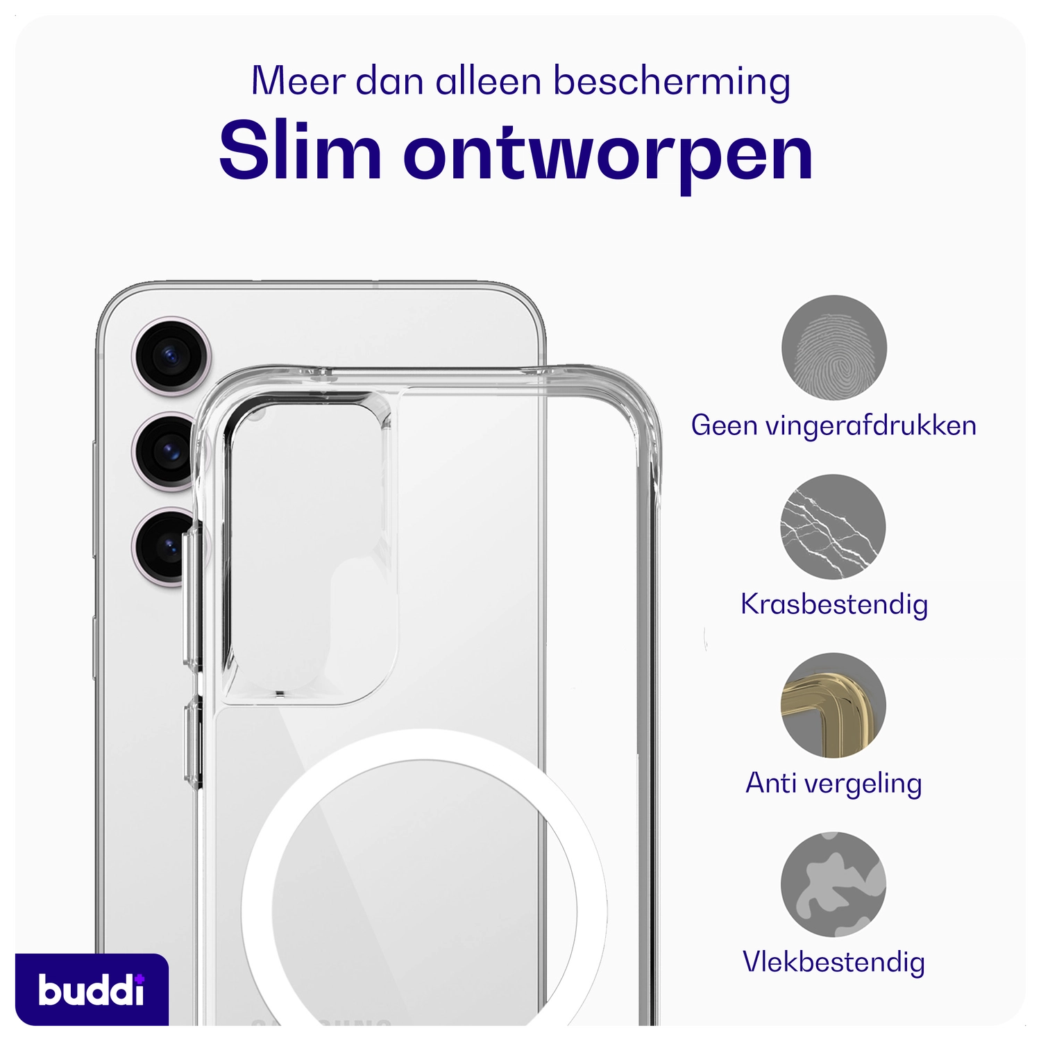 Buddi Core Samsung Galaxy S25 Plus / S24 Plus Hoesje MagSafe Transparant afbeelding 4