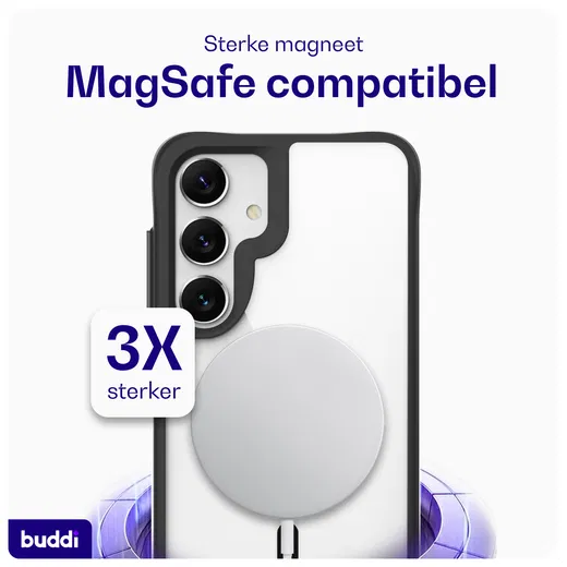 Buddi Hybrid Samsung Galaxy S25 Plus / S24 Plus Hoesje MagSafe Transparant Zwart afbeelding 3