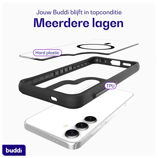 Buddi Hybrid Samsung Galaxy S25 Plus / S24 Plus Hoesje MagSafe Transparant Zwart afbeelding 7
