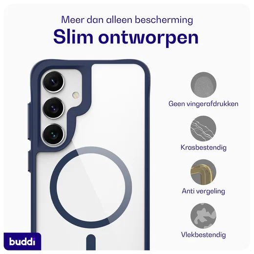 Buddi Hybrid Samsung Galaxy S25 Plus / S24 Plus Hoesje MagSafe Transparant Blauw afbeelding 6