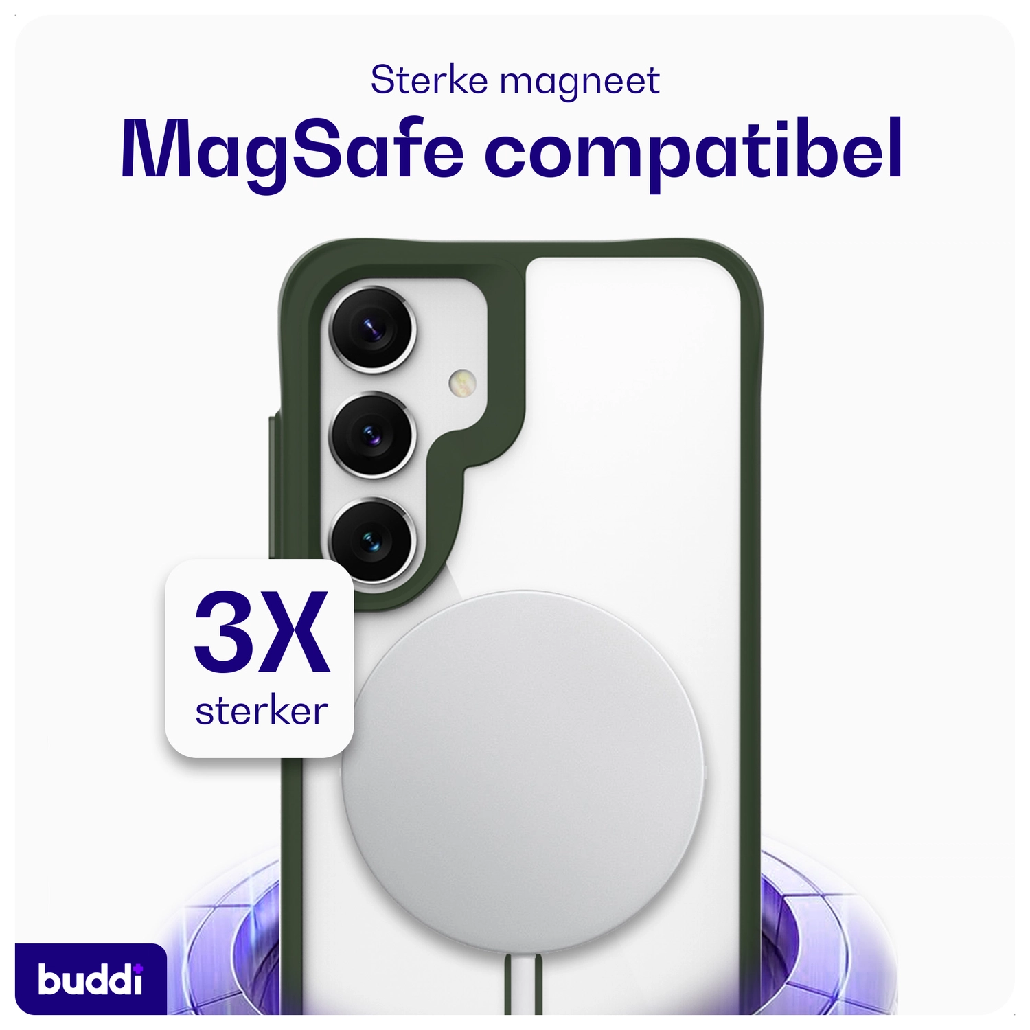 Buddi Hybrid Samsung Galaxy S25 Plus / S24 Plus Hoesje MagSafe Transparant Groen afbeelding 3