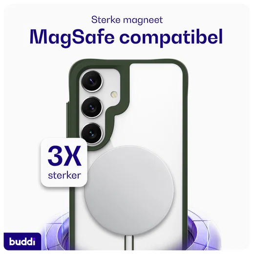 Buddi Hybrid Samsung Galaxy S25 Plus / S24 Plus Hoesje MagSafe Transparant Groen afbeelding 3