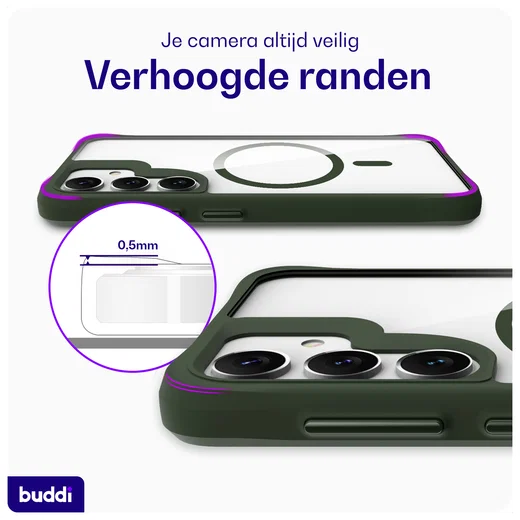 Buddi Hybrid Samsung Galaxy S25 Plus / S24 Plus Hoesje MagSafe Transparant Groen afbeelding 5