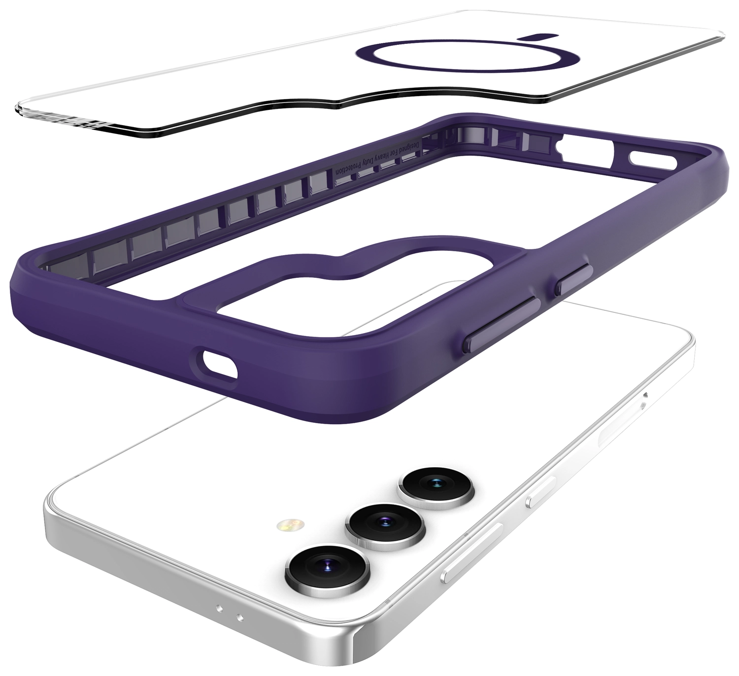 Buddi Hybrid Samsung Galaxy S25 Plus / S24 Plus Hoesje MagSafe Transparant Paars afbeelding 10