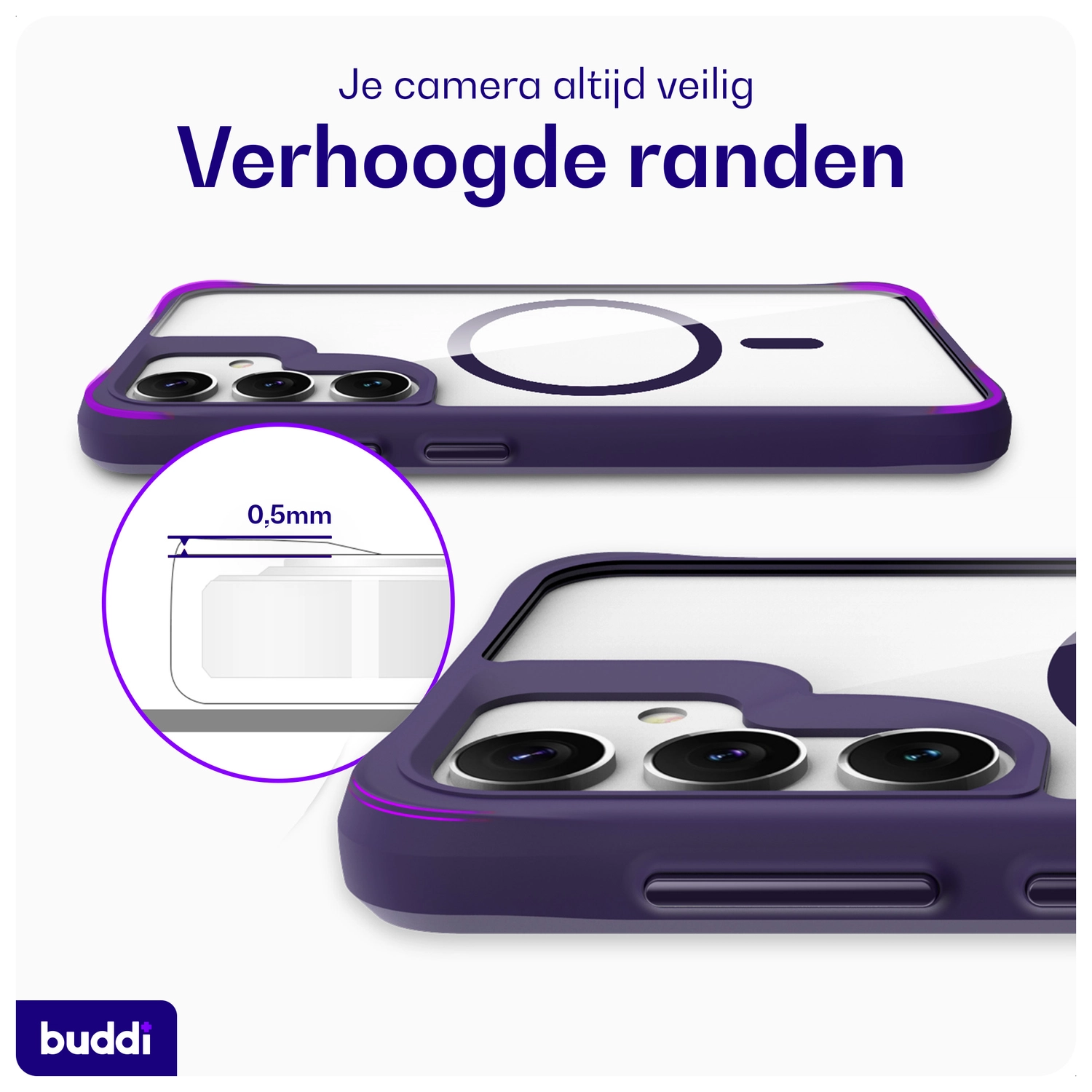 Buddi Hybrid Samsung Galaxy S25 Plus / S24 Plus Hoesje MagSafe Transparant Paars afbeelding 5