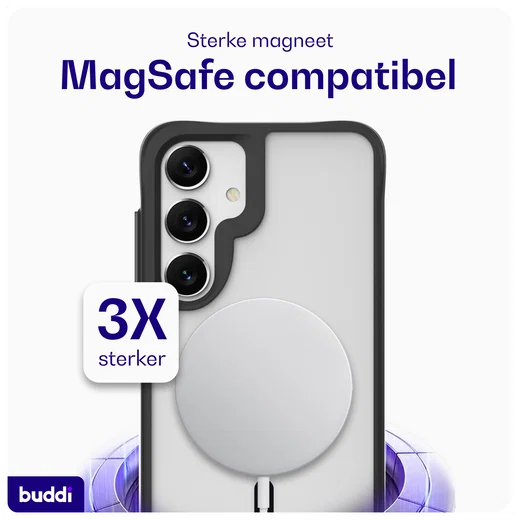 Buddi Hybrid Samsung Galaxy S25 Plus / S24 Plus Hoesje MagSafe Matte Zwart afbeelding 3
