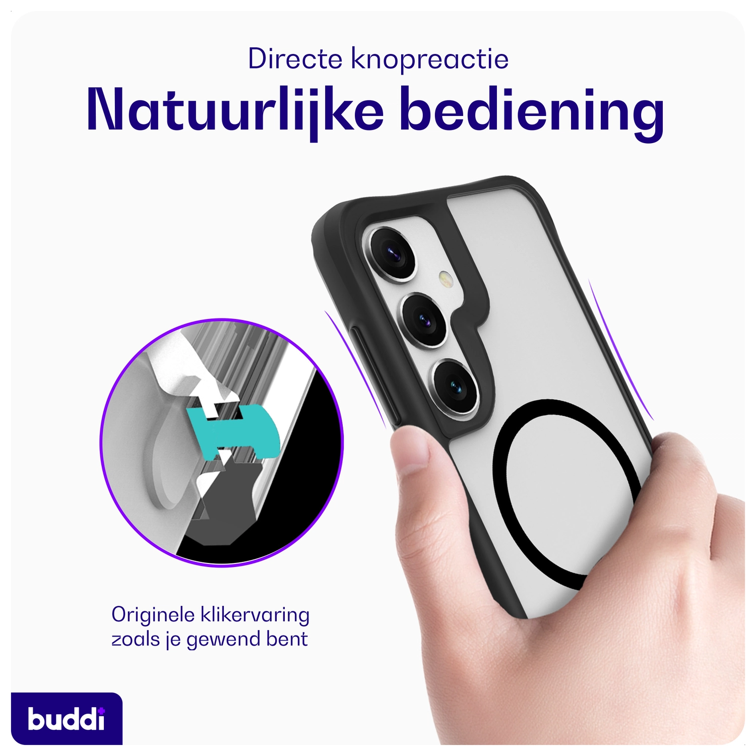 Buddi Hybrid Samsung Galaxy S25 Plus / S24 Plus Hoesje MagSafe Matte Zwart afbeelding 4