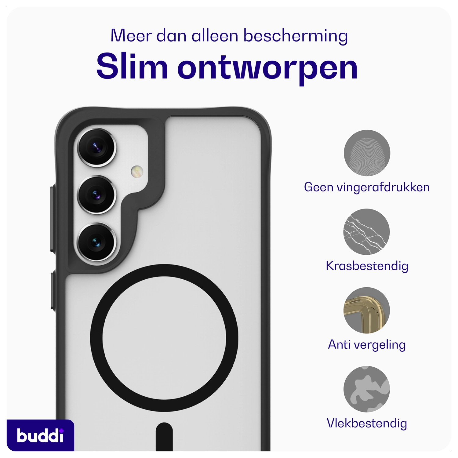 Buddi Hybrid Samsung Galaxy S25 Plus / S24 Plus Hoesje MagSafe Matte Zwart afbeelding 6