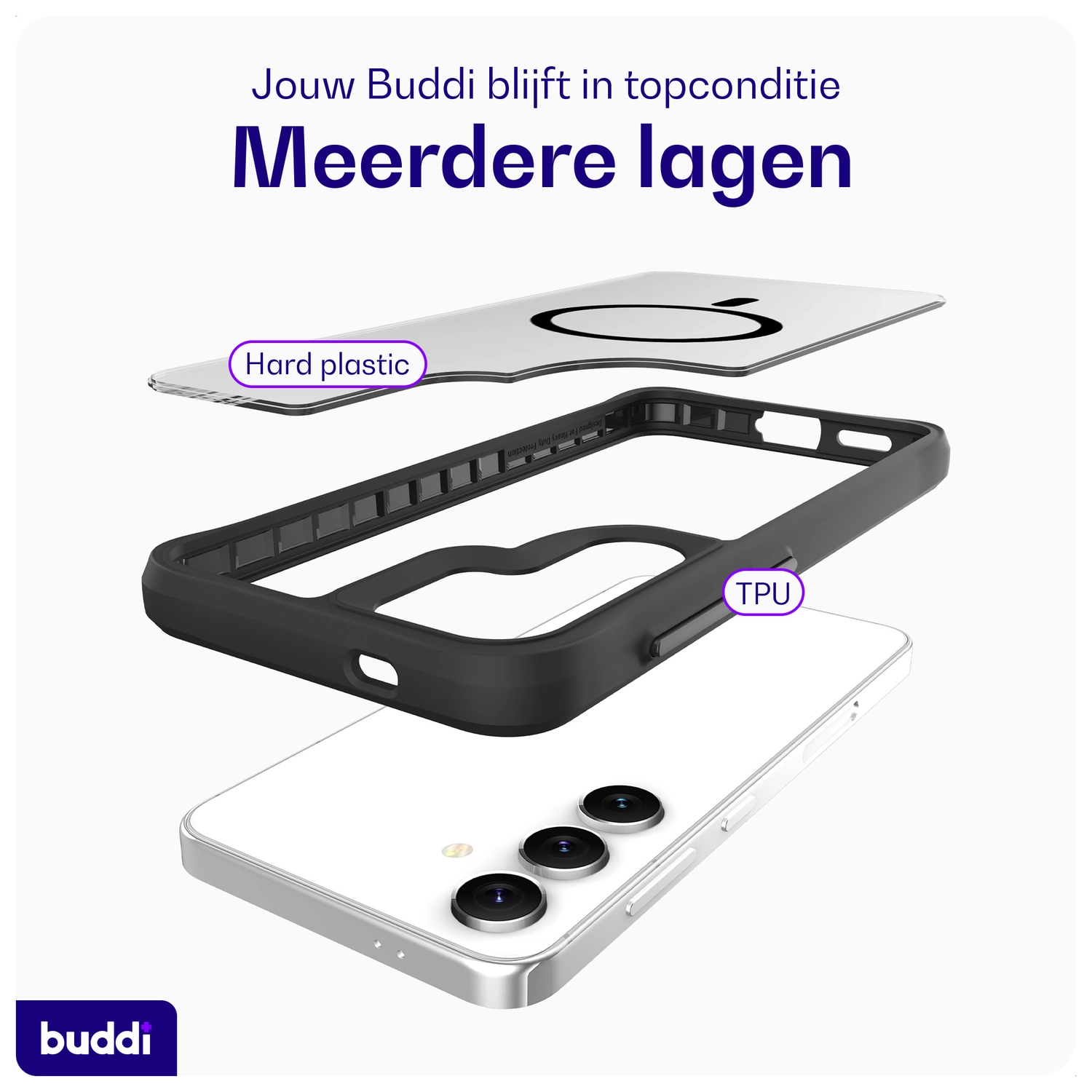 Buddi Hybrid Samsung Galaxy S25 Plus / S24 Plus Hoesje MagSafe Matte Zwart afbeelding 7