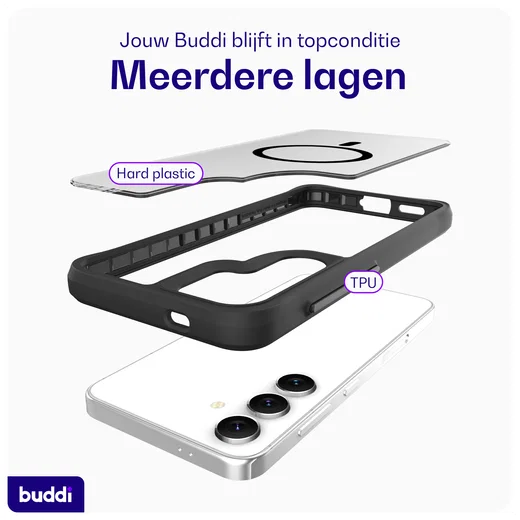 Buddi Hybrid Samsung Galaxy S25 Plus / S24 Plus Hoesje MagSafe Matte Zwart afbeelding 7