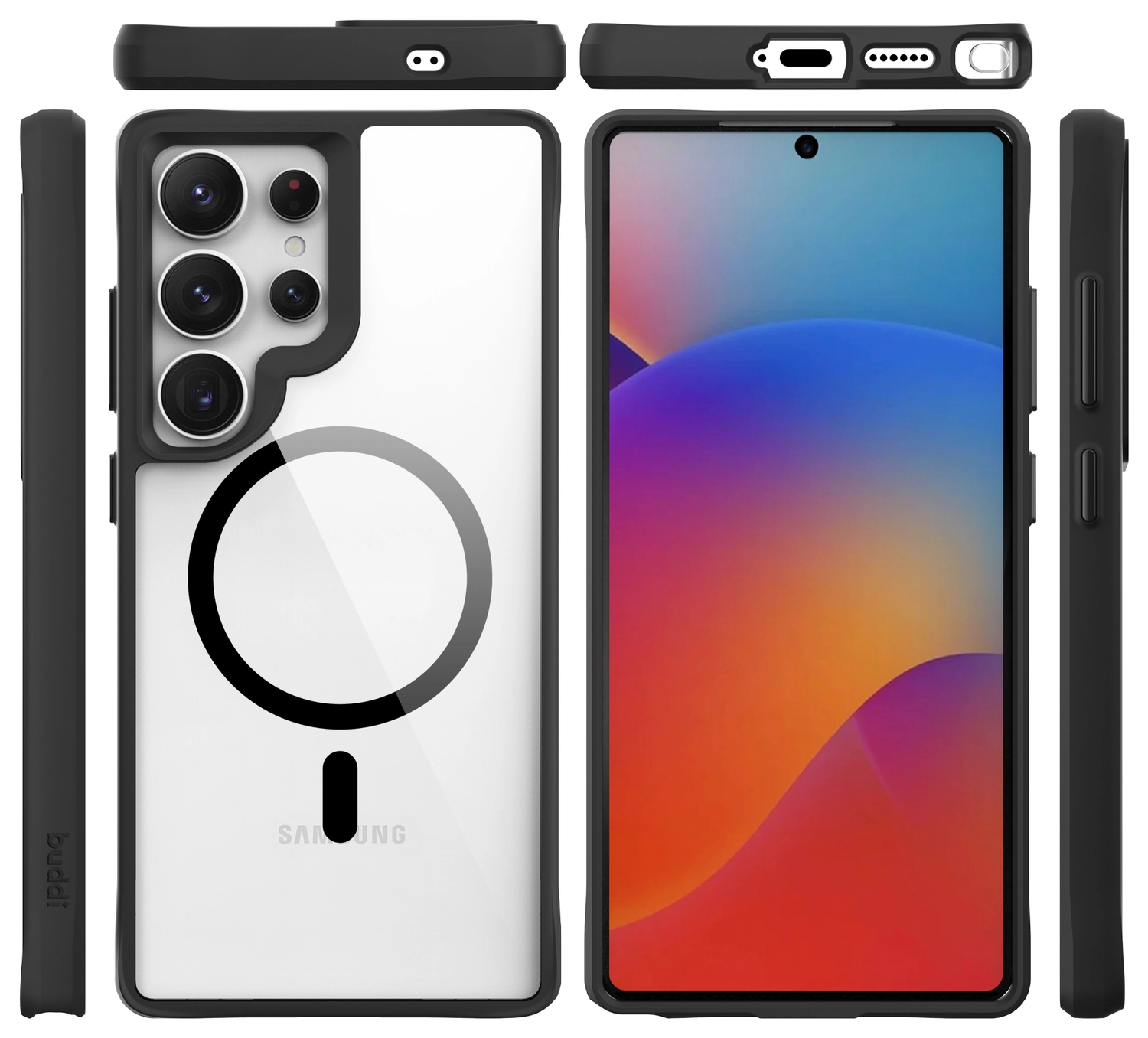 Buddi Hybrid Samsung Galaxy S25 Ultra Hoesje MagSafe Transparant Zwart afbeelding 10