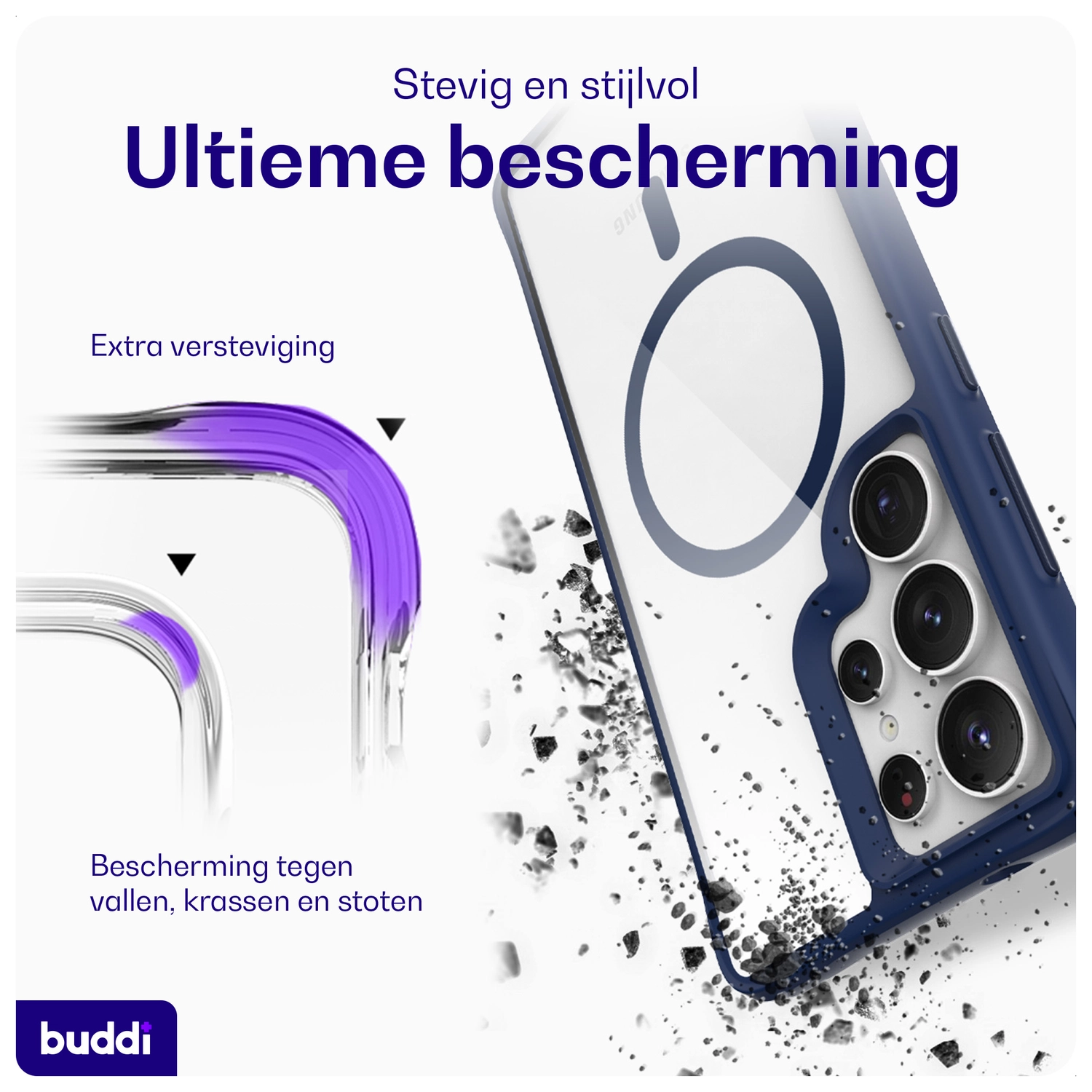 Buddi Hybrid Samsung Galaxy S25 Ultra Hoesje MagSafe Transparant Blauw afbeelding 3