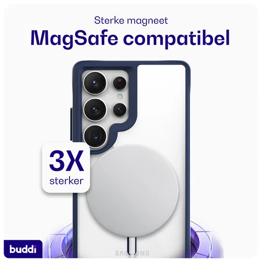 Buddi Hybrid Samsung Galaxy S25 Ultra Hoesje MagSafe Transparant Blauw afbeelding 4