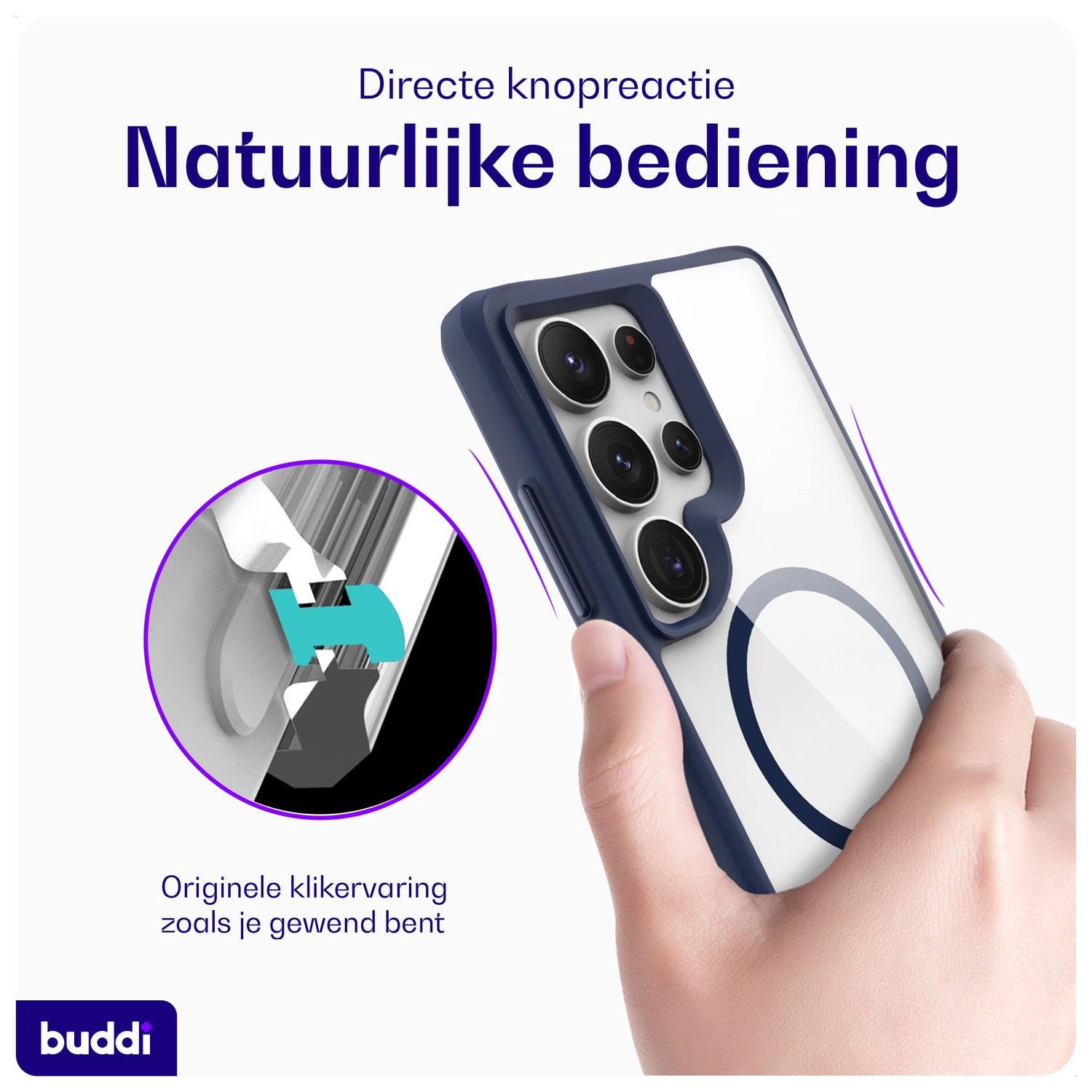 Buddi Hybrid Samsung Galaxy S25 Ultra Hoesje MagSafe Transparant Blauw afbeelding 5