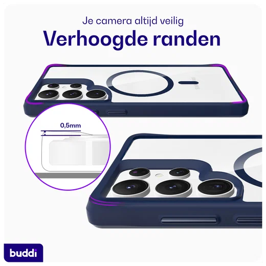 Buddi Hybrid Samsung Galaxy S25 Ultra Hoesje MagSafe Transparant Blauw afbeelding 6
