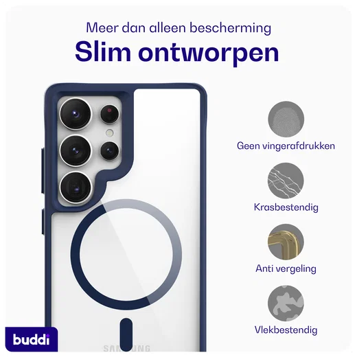 Buddi Hybrid Samsung Galaxy S25 Ultra Hoesje MagSafe Transparant Blauw afbeelding 7