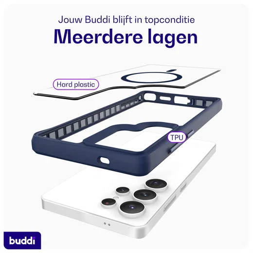 Buddi Hybrid Samsung Galaxy S25 Ultra Hoesje MagSafe Transparant Blauw afbeelding 8