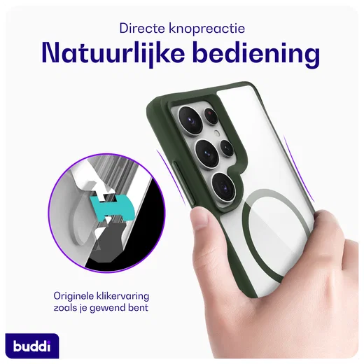 Buddi Hybrid Samsung Galaxy S25 Ultra Hoesje MagSafe Transparant Groen afbeelding 5