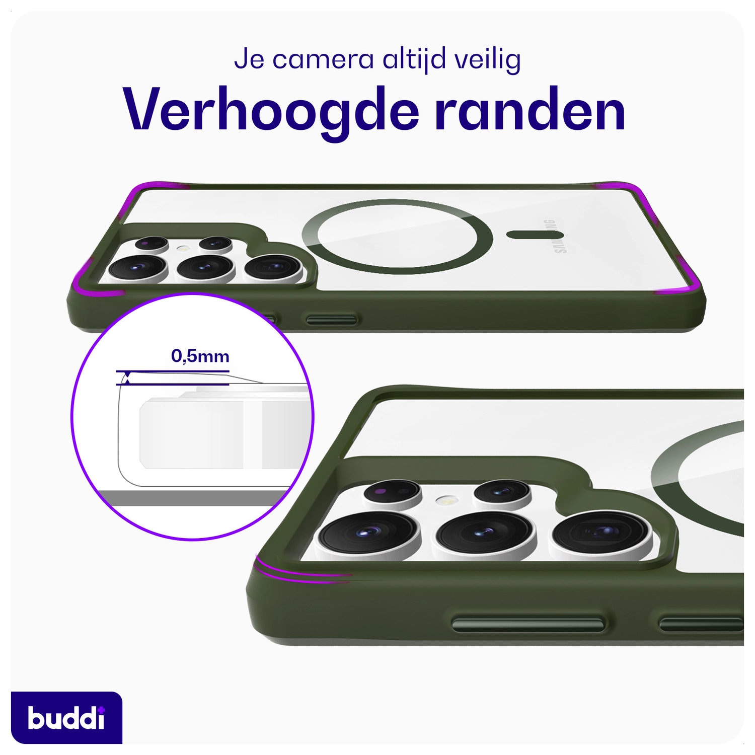 Buddi Hybrid Samsung Galaxy S25 Ultra Hoesje MagSafe Transparant Groen afbeelding 6