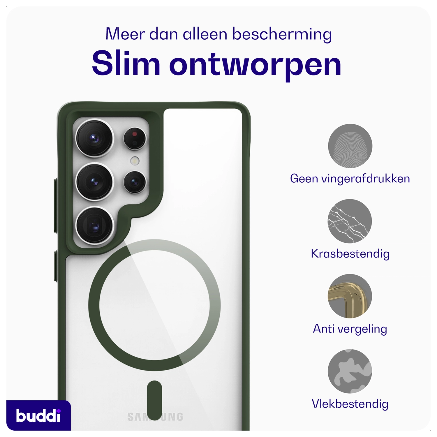 Buddi Hybrid Samsung Galaxy S25 Ultra Hoesje MagSafe Transparant Groen afbeelding 7