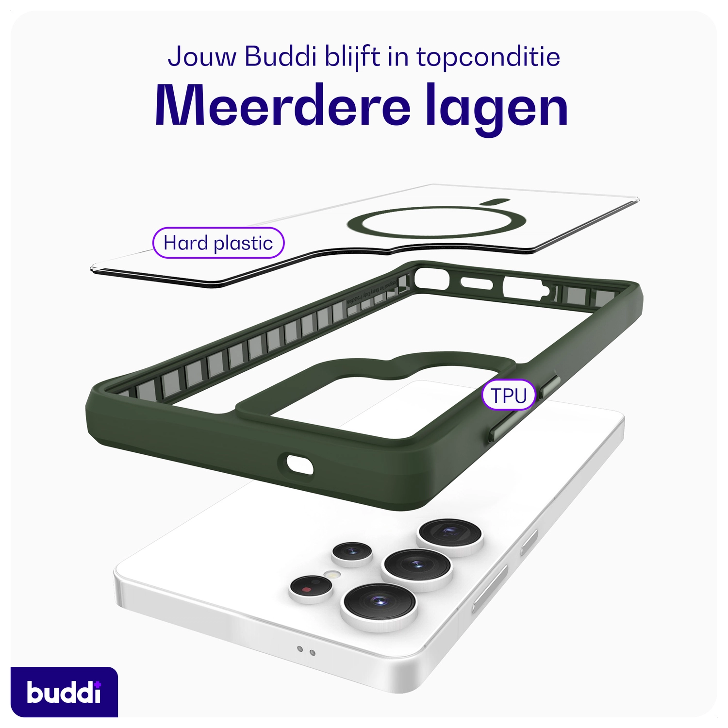 Buddi Hybrid Samsung Galaxy S25 Ultra Hoesje MagSafe Transparant Groen afbeelding 8