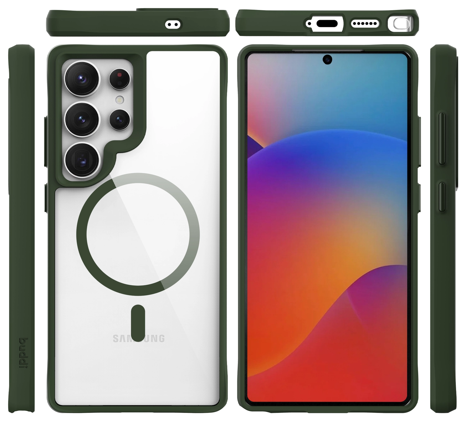 Buddi Hybrid Samsung Galaxy S25 Ultra Hoesje MagSafe Transparant Groen afbeelding 10