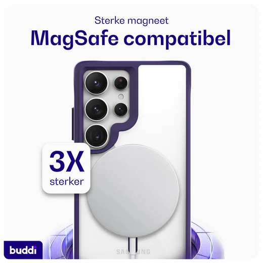 Buddi Hybrid Samsung Galaxy S25 Ultra Hoesje MagSafe Transparant Paars afbeelding 4