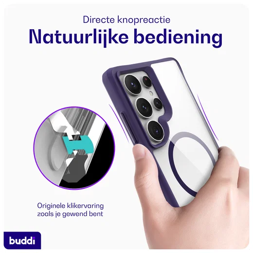 Buddi Hybrid Samsung Galaxy S25 Ultra Hoesje MagSafe Transparant Paars afbeelding 5