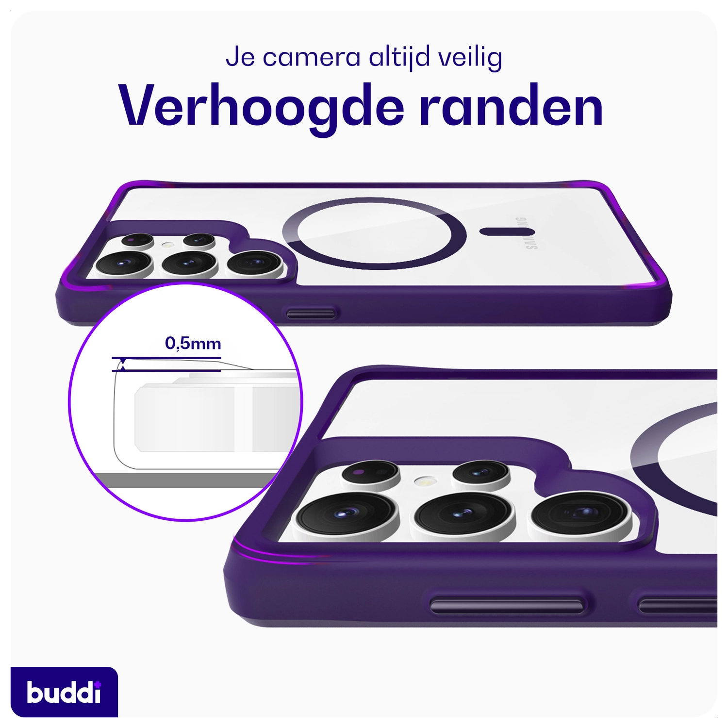 Buddi Hybrid Samsung Galaxy S25 Ultra Hoesje MagSafe Transparant Paars afbeelding 6