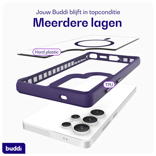 Buddi Hybrid Samsung Galaxy S25 Ultra Hoesje MagSafe Transparant Paars afbeelding 8