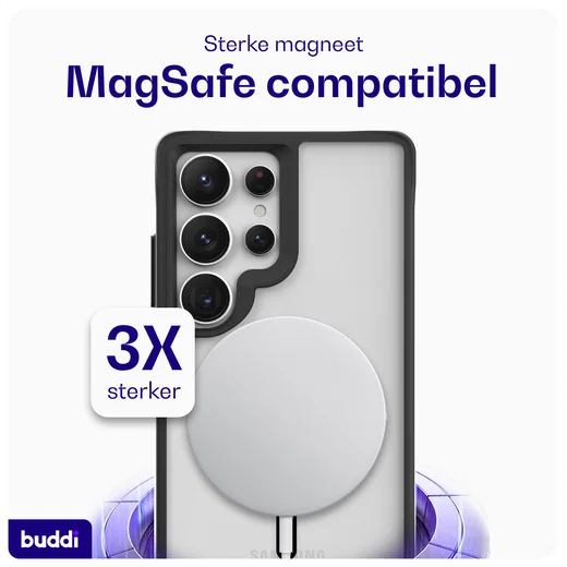 Buddi Hybrid Samsung Galaxy S25 Ultra Hoesje MagSafe Matte Zwart afbeelding 4