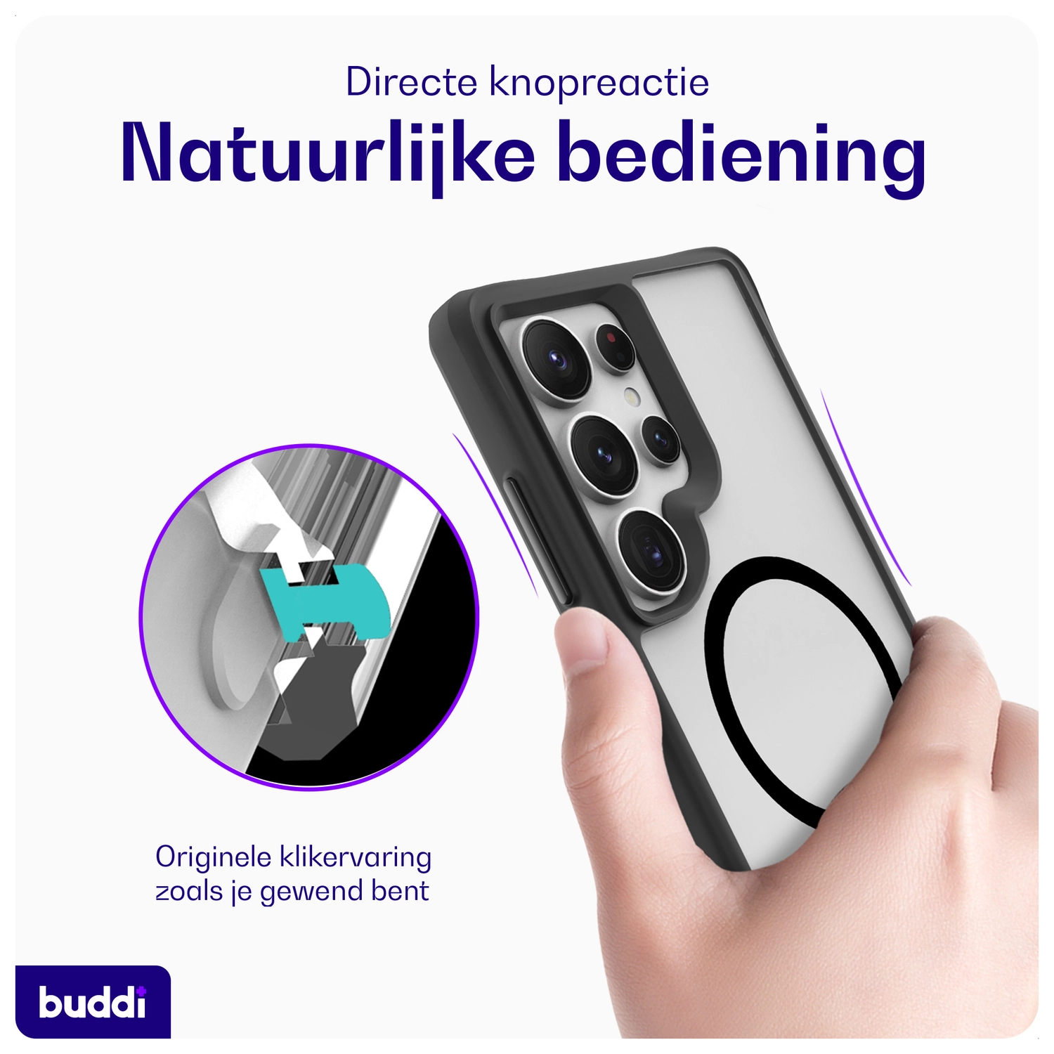Buddi Hybrid Samsung Galaxy S25 Ultra Hoesje MagSafe Matte Zwart afbeelding 5