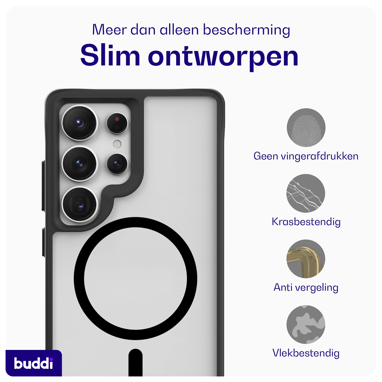 Buddi Hybrid Samsung Galaxy S25 Ultra Hoesje MagSafe Matte Zwart afbeelding 7