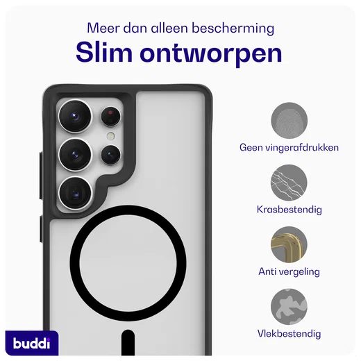 Buddi Hybrid Samsung Galaxy S25 Ultra Hoesje MagSafe Matte Zwart afbeelding 7