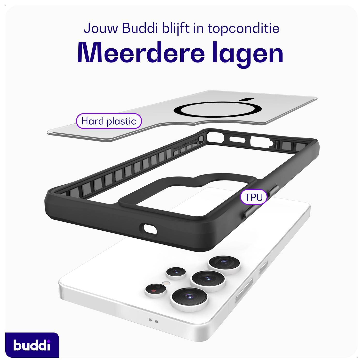 Buddi Hybrid Samsung Galaxy S25 Ultra Hoesje MagSafe Matte Zwart afbeelding 8