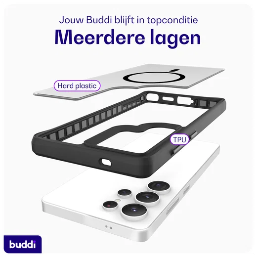 Buddi Hybrid Samsung Galaxy S25 Ultra Hoesje MagSafe Matte Zwart afbeelding 8