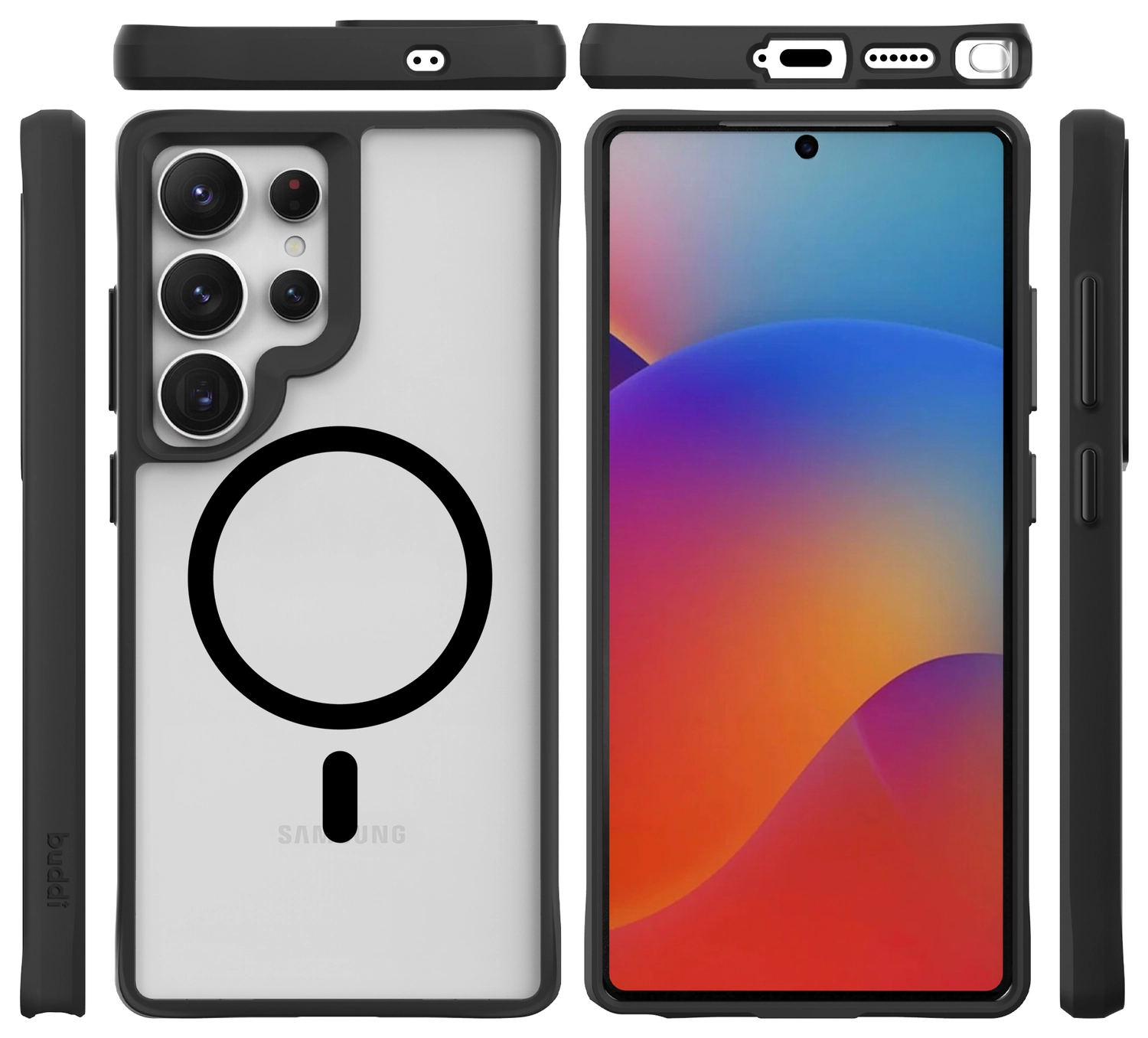 Buddi Hybrid Samsung Galaxy S25 Ultra Hoesje MagSafe Matte Zwart afbeelding 10