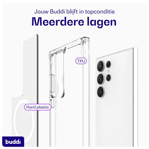 Buddi Core Samsung Galaxy S24 Ultra Hoesje MagSafe Back Cover Transparant afbeelding 7