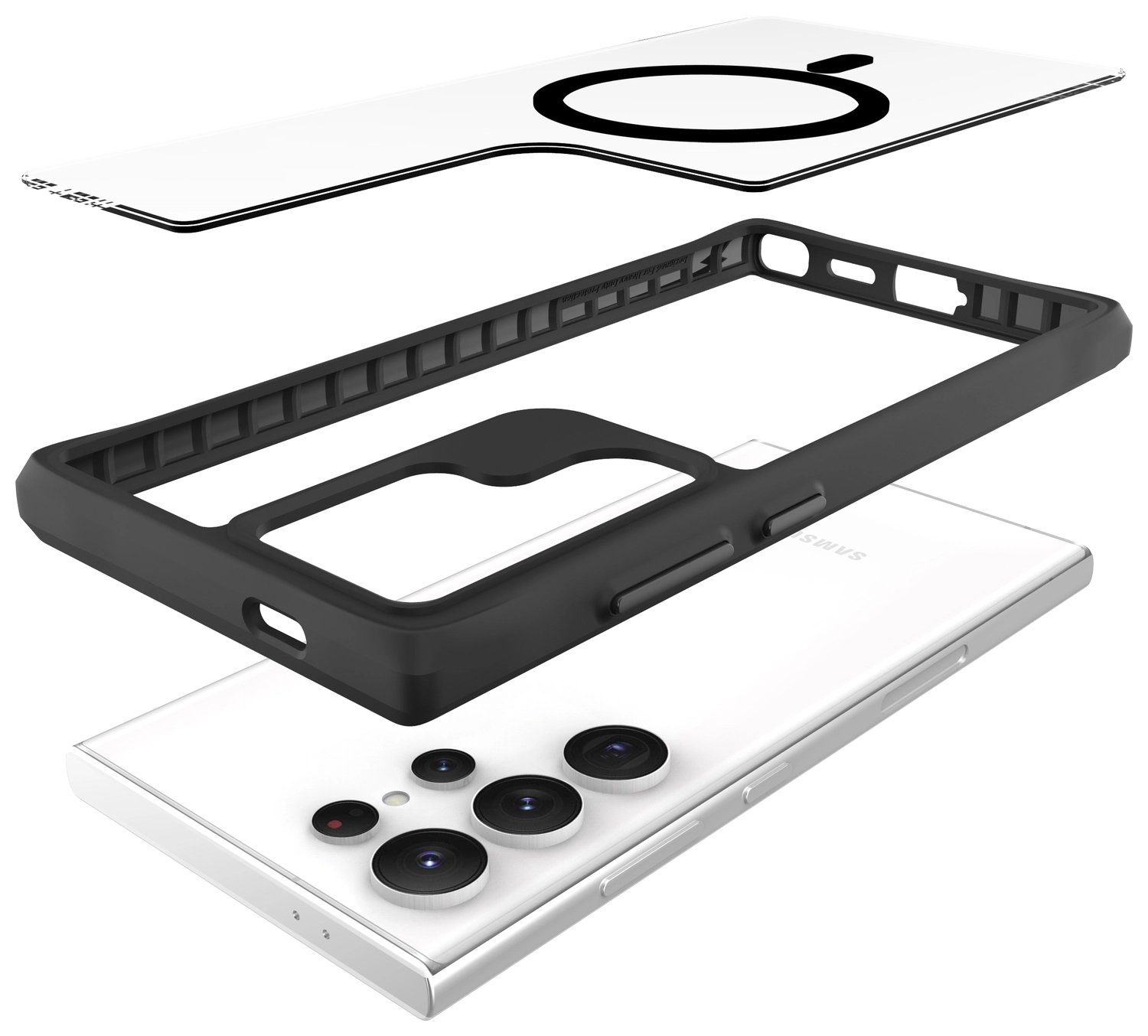 Buddi Hybrid Samsung Galaxy S24 Ultra Hoesje MagSafe Transparant Zwart afbeelding 10