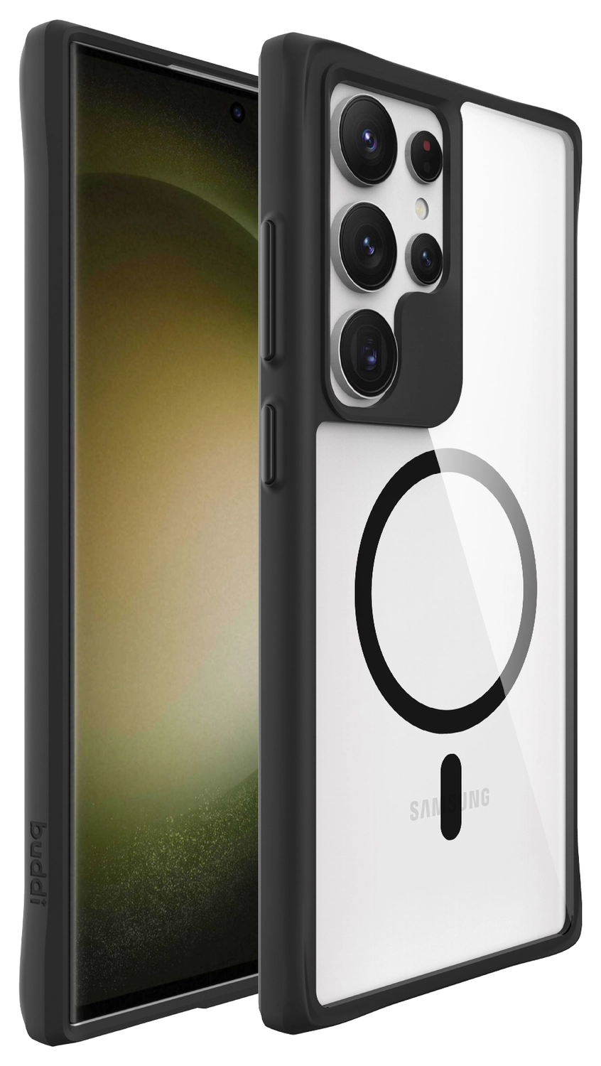 Buddi Hybrid Samsung Galaxy S24 Ultra Hoesje MagSafe Transparant Zwart afbeelding 8